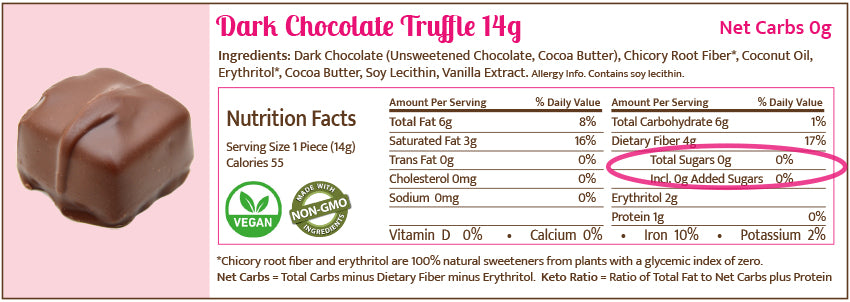 55 Calorie DARK CHOCOLATE, twelve Truffles 14g